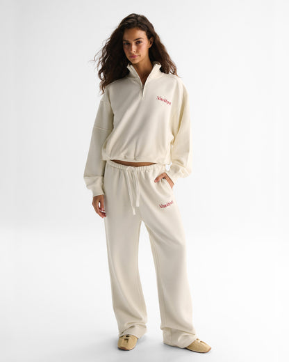 Retro AS Loose Fit Straight Leg Sweatpants - Marshmallow White/Classic Red