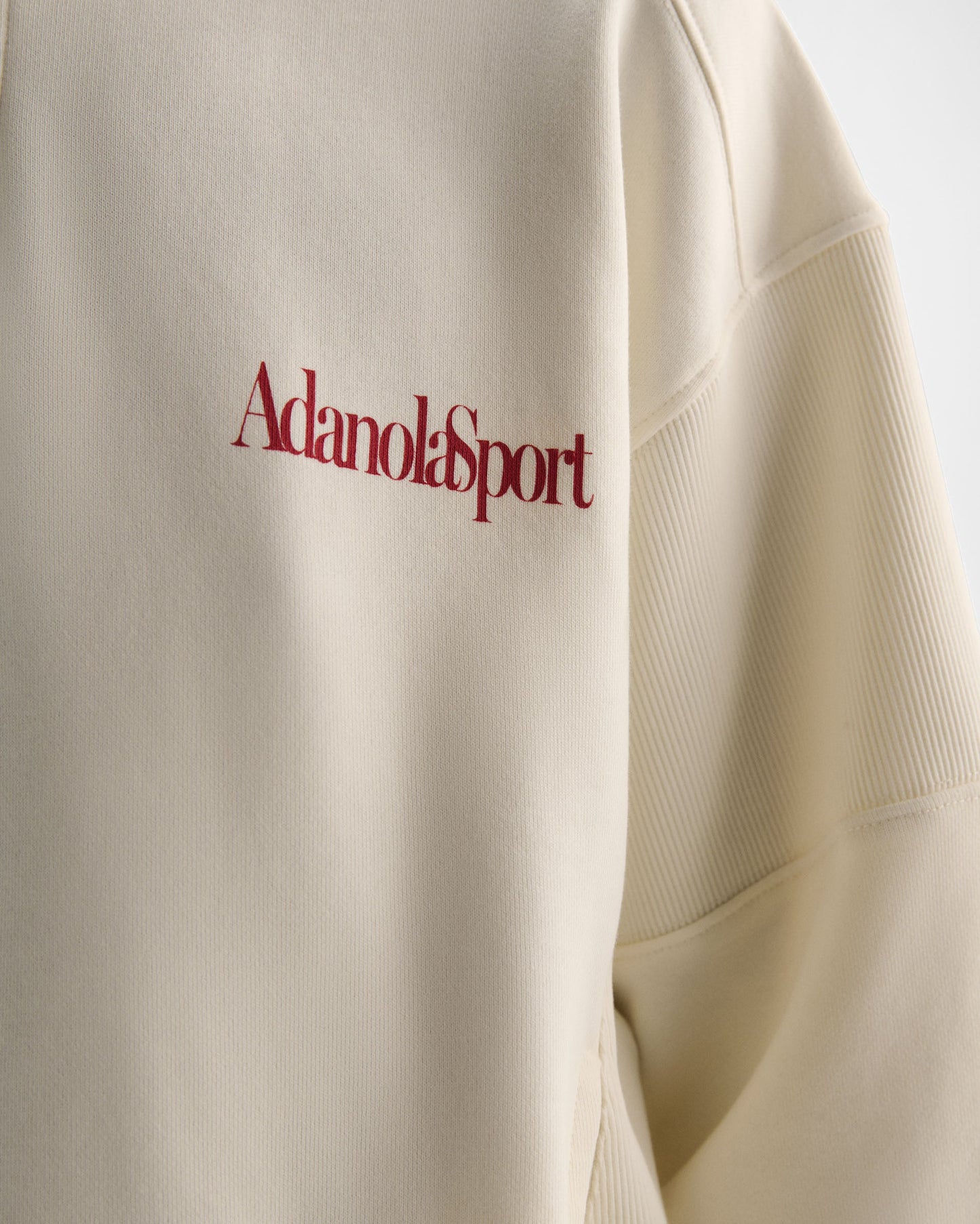 Retro AS Oversized Funnel Neck Zip Sweatshirt - Marshmallow White/Classic Red