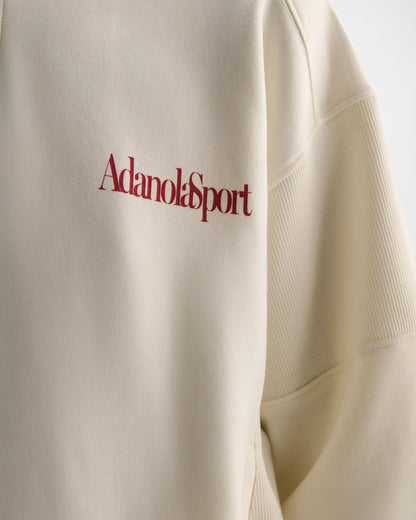 Retro AS Oversized Funnel Neck Zip Sweatshirt - Marshmallow White/Classic Red