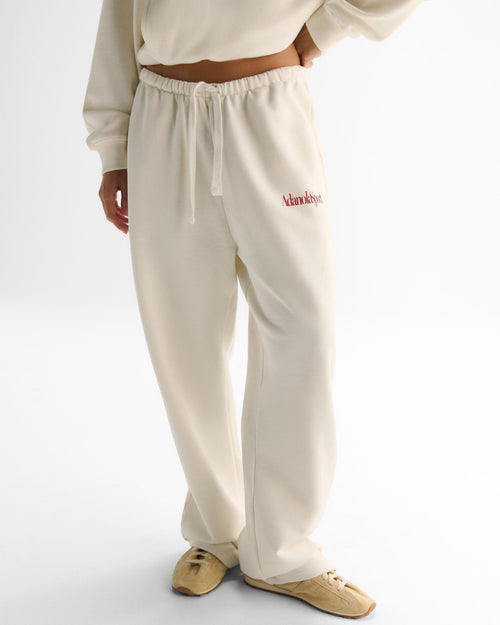 Retro AS Loose Fit Straight Leg Sweatpants - Marshmallow White/Classic Red