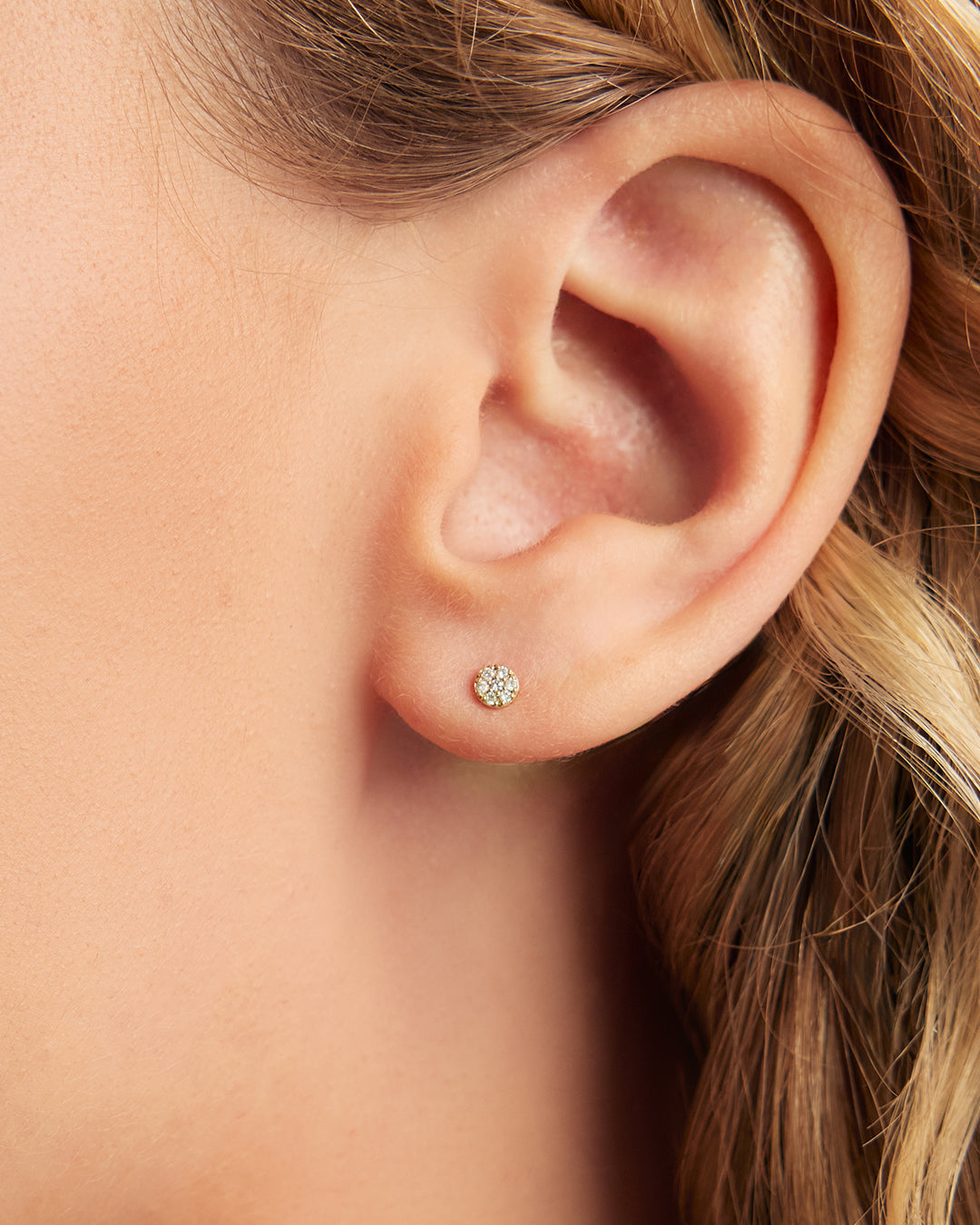 14K Diamond Pavé Single Stud