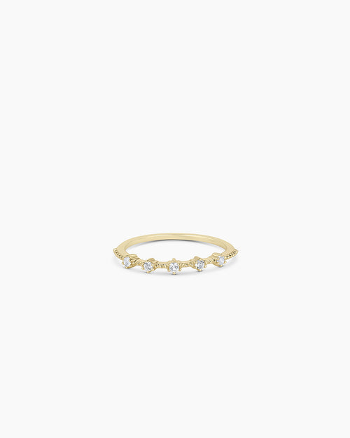 14K Gold Cluster White Topaz Ring