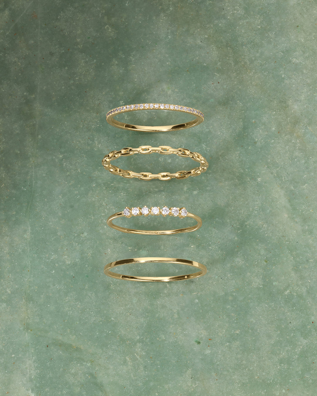 14K Diamond Row Ring