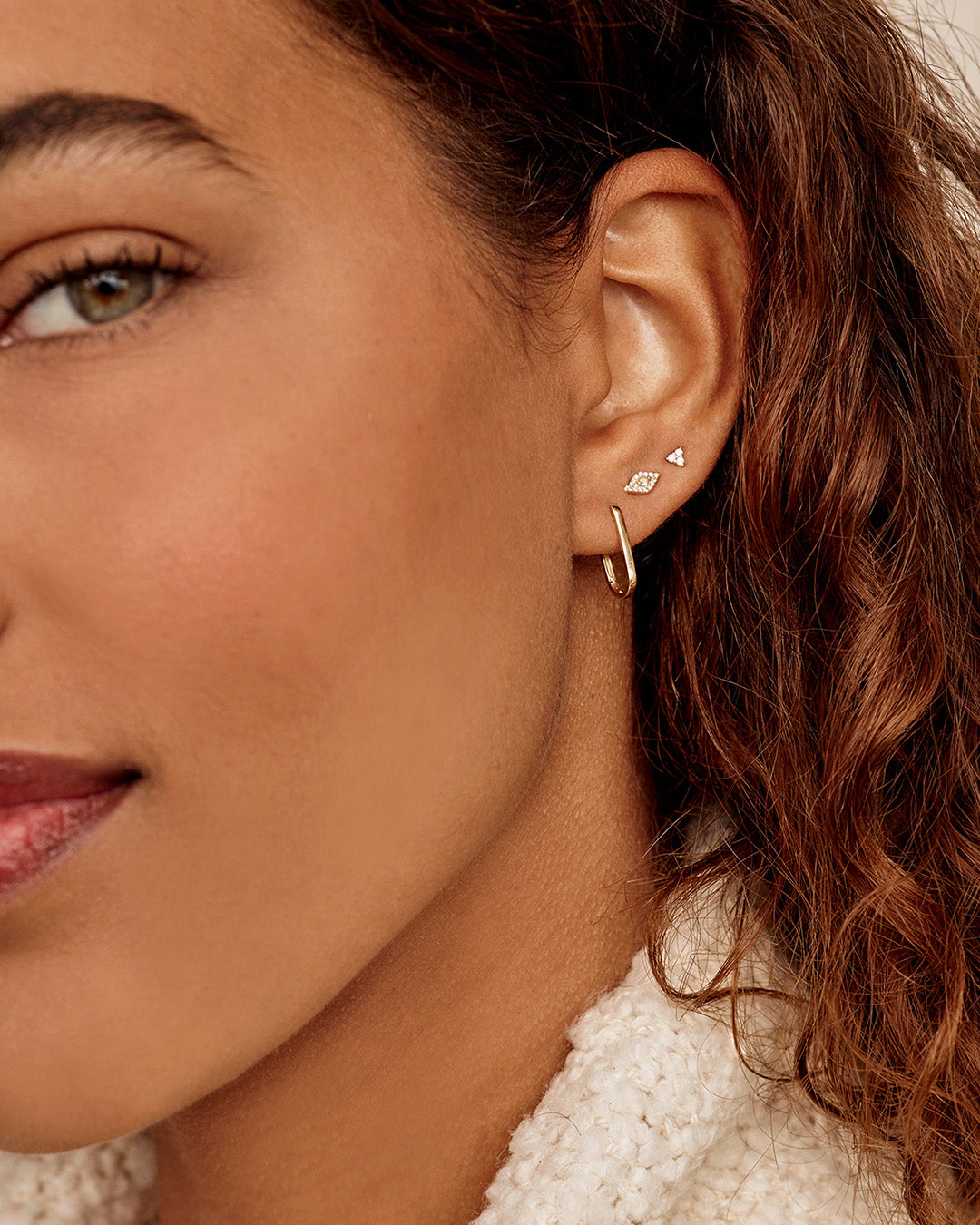 14K Diamond Evil Eye Studs