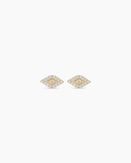 14K Diamond Evil Eye Studs
