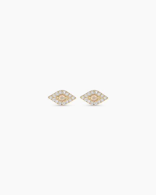 14K Diamond Evil Eye Studs