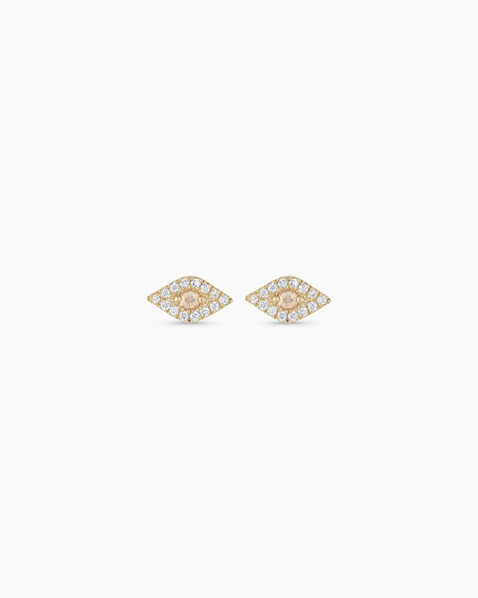 14K Diamond Evil Eye Studs