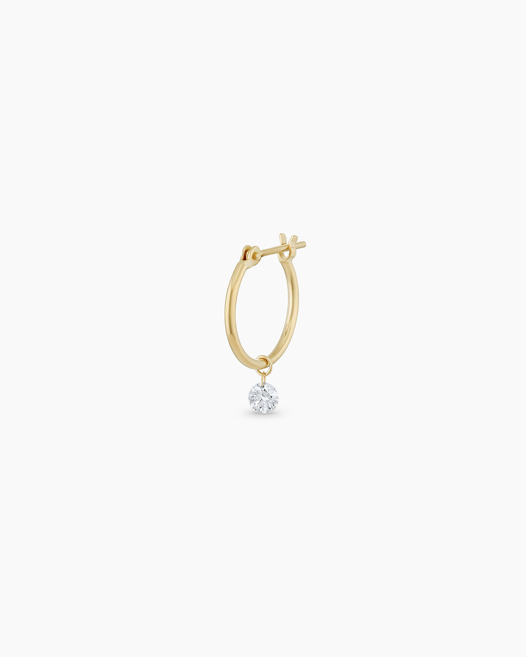 18K Floating Diamond Single Huggie