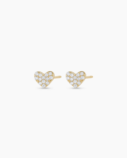 14K Diamond Pavé Heart Studs