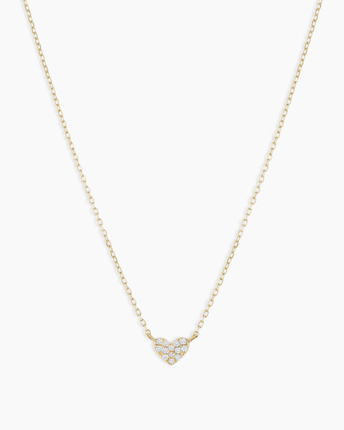 14K Diamond Pavé Mini Heart Necklace