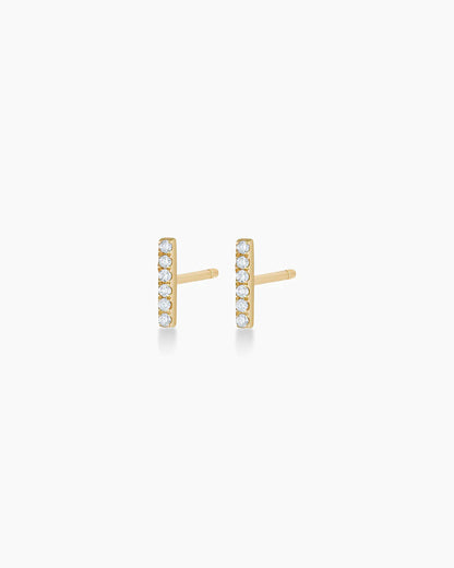 14K Diamond Bar Studs
