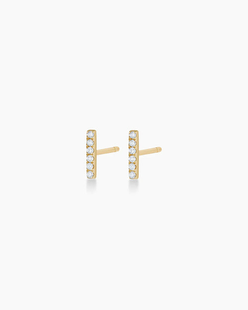 14K Diamond Bar Studs