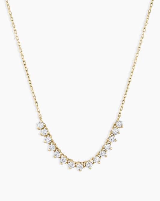 14K Diamond Cluster Row Necklace