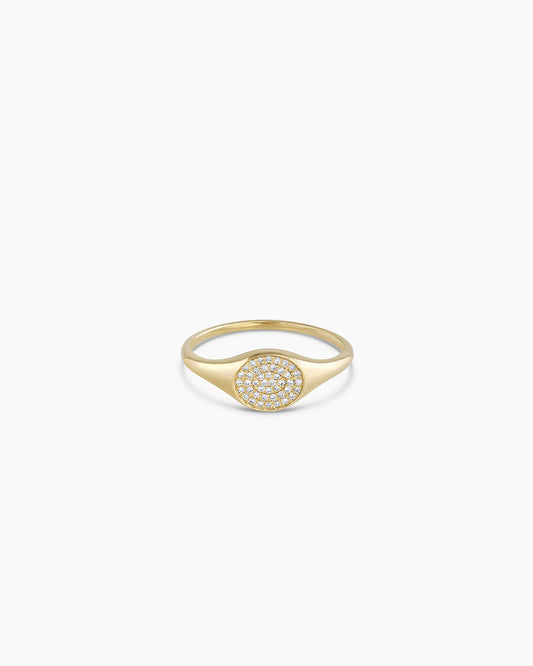 14K Diamond Pavé Signet Ring