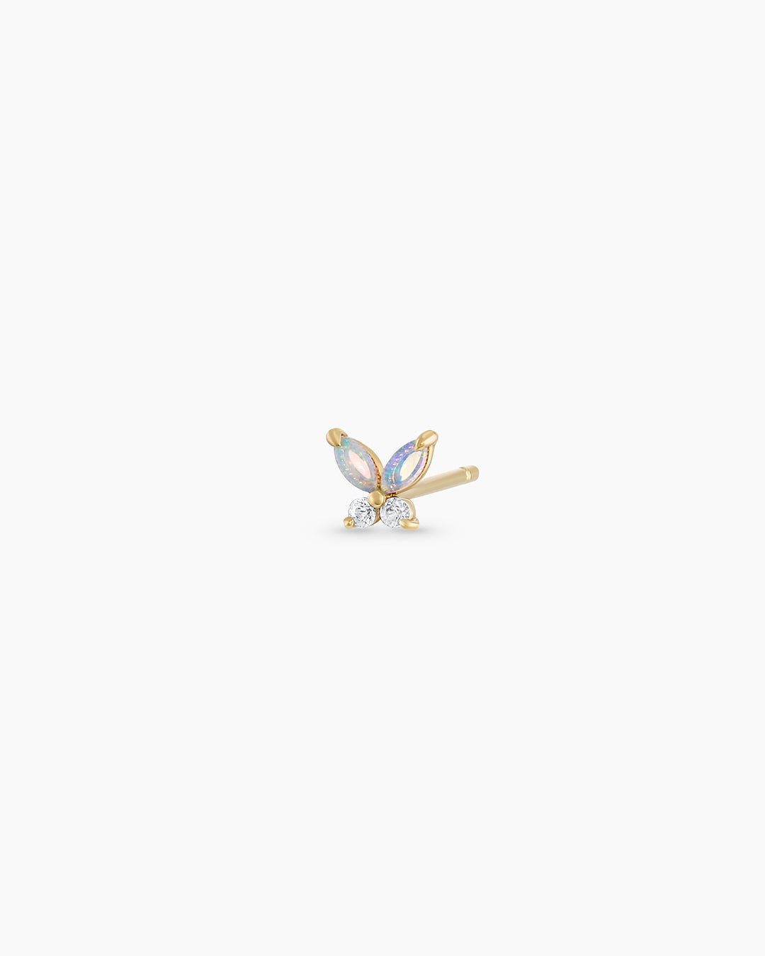 14K Gold Opal Butterfly Single Stud
