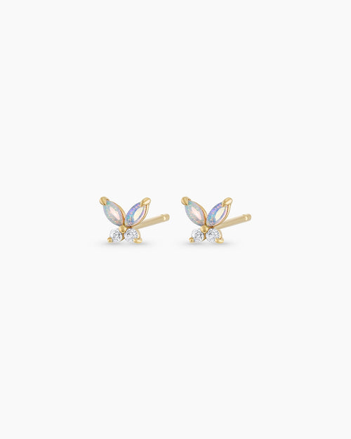 14K Gold Opal Butterfly Studs
