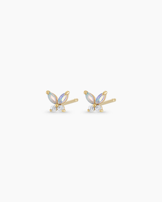 14K Gold Opal Butterfly Studs