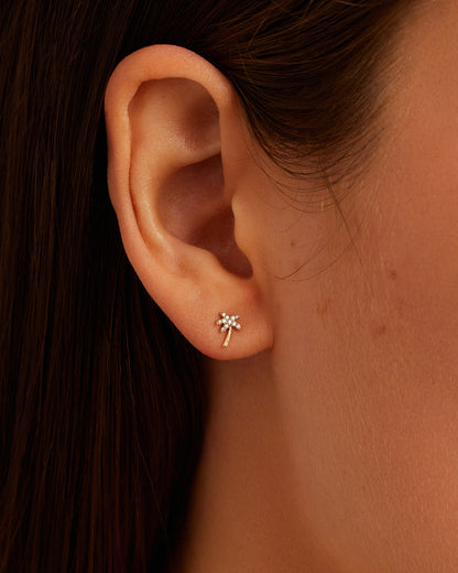 14K Diamond Palm Single Stud