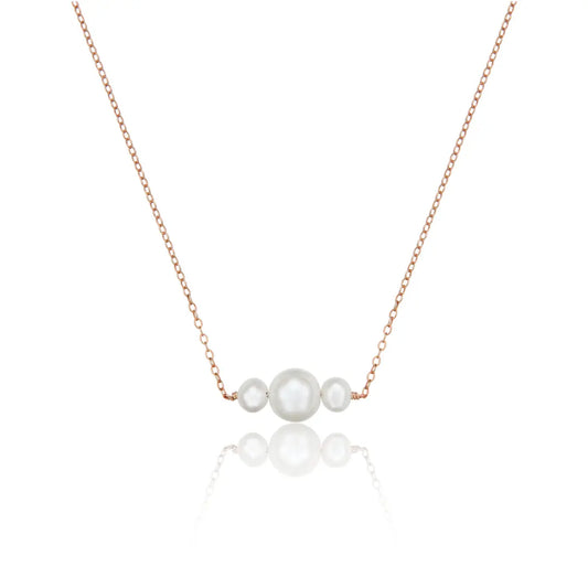 Rose Gold Multi Pearl Cluster Necklace
