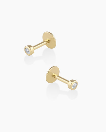 14K Classic Diamond Flat Back Studs