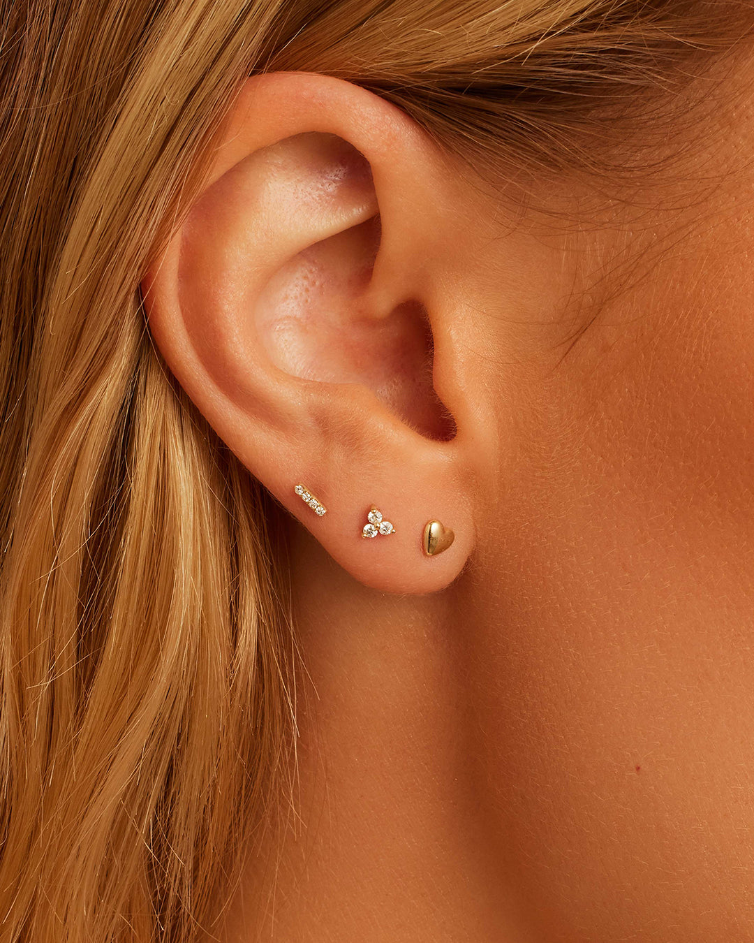 14K Diamond Bali Flat Back Studs