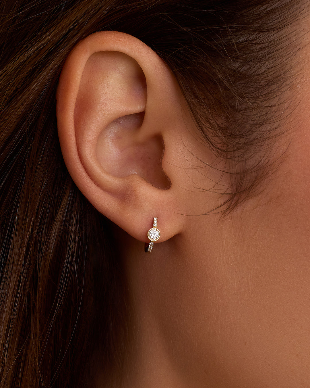 14K Lab Grown Diamond Circle Single Huggie