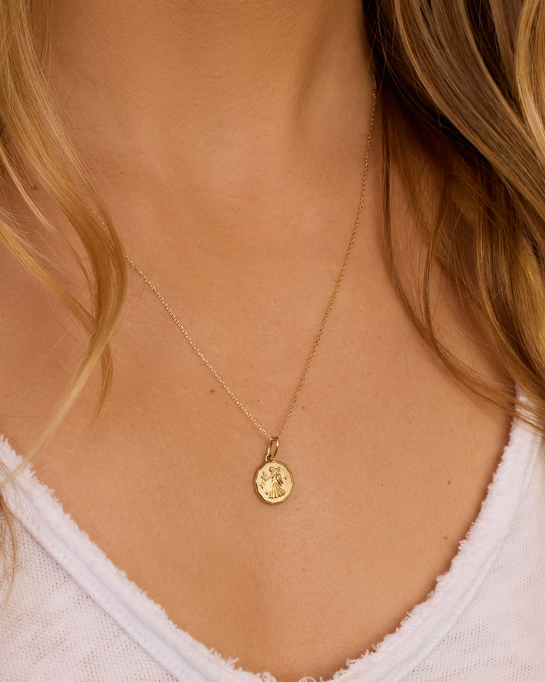 14K Diamond Zodiac Coin Charm