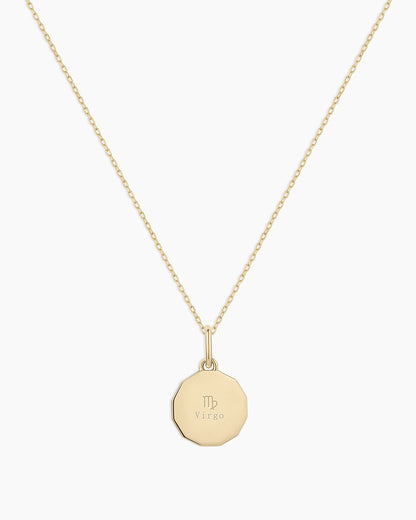 14K Diamond Zodiac Coin Charm Necklace