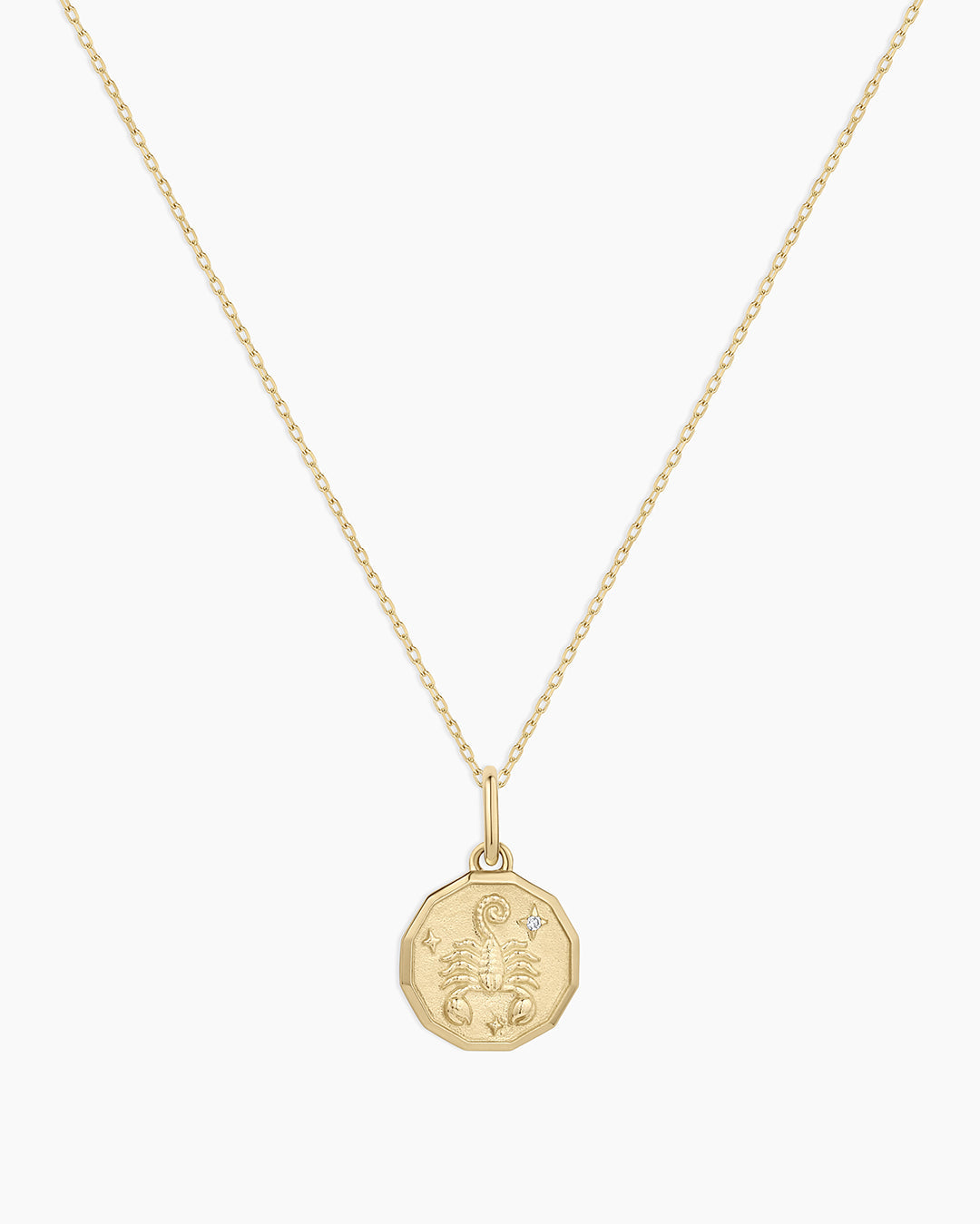 14K Diamond Zodiac Coin Charm Necklace