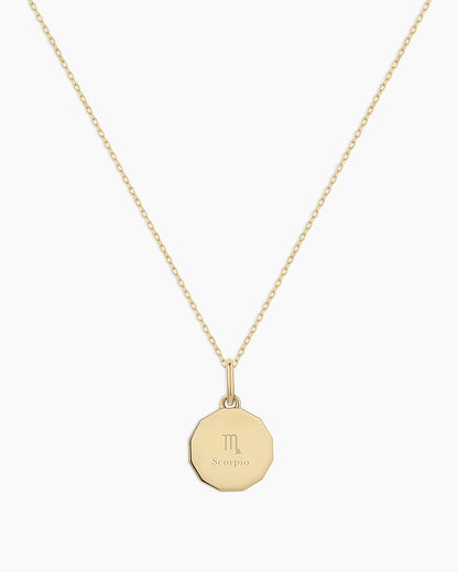 14K Diamond Zodiac Coin Charm Necklace