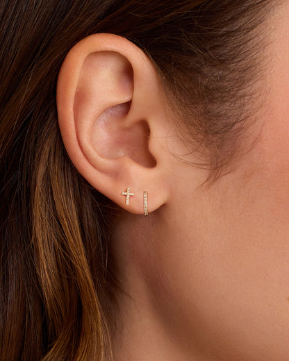 14K Diamond Cross Single Stud