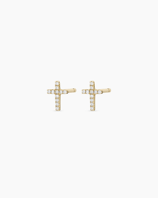 14K Diamond Cross Studs