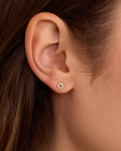 14K Diamond Star of David Studs