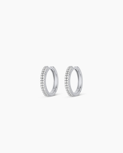 14K Diamond Double Down Huggies