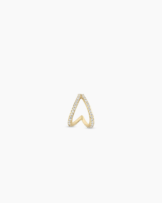 14K Diamond Pave Split Single Huggie