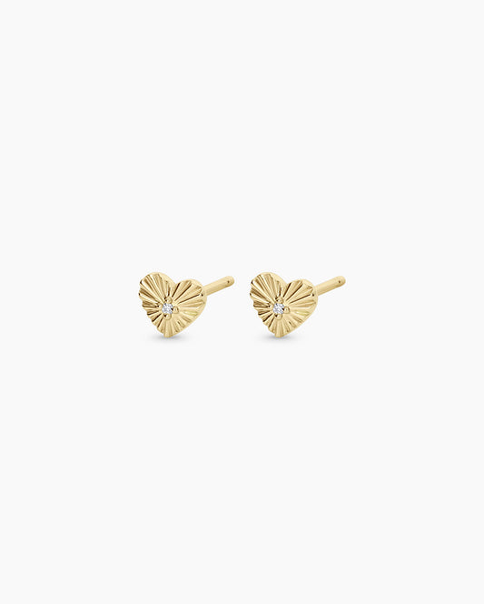 14K Diamond Vintage Heart Studs
