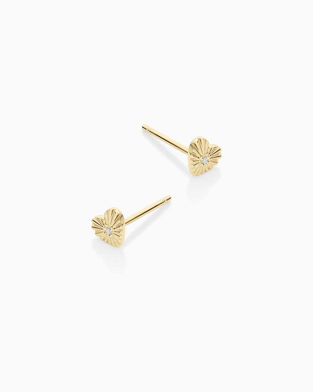 14K Diamond Vintage Heart Studs