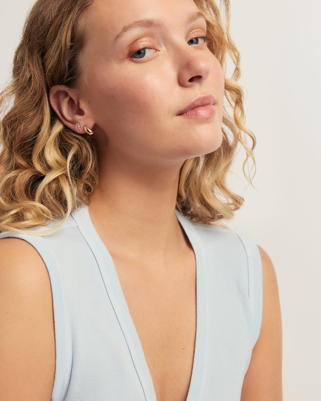 14K Elle Diamond Row Single Stud