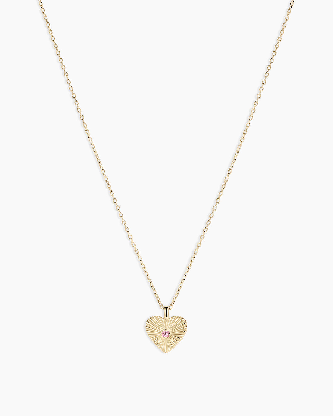 14K Gold Pink Sapphire Vintage Heart Necklace