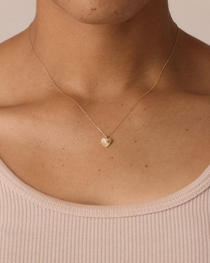 14K Gold Pink Sapphire Vintage Heart Necklace