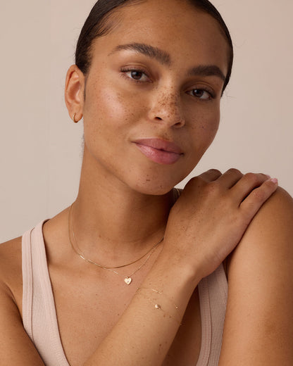 14K Gold Pink Sapphire Vintage Heart Necklace