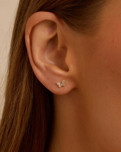 14K Diamond Butterfly Single Stud