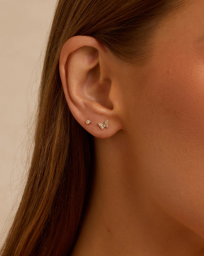 14K Diamond Butterfly Single Stud
