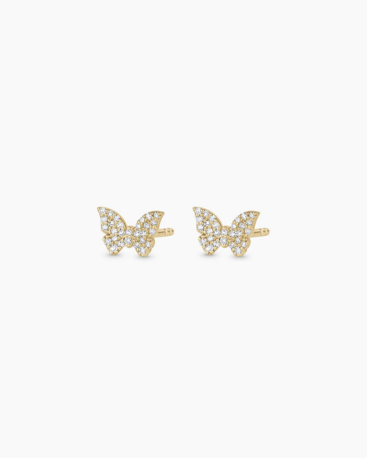 14K Diamond Butterfly Studs