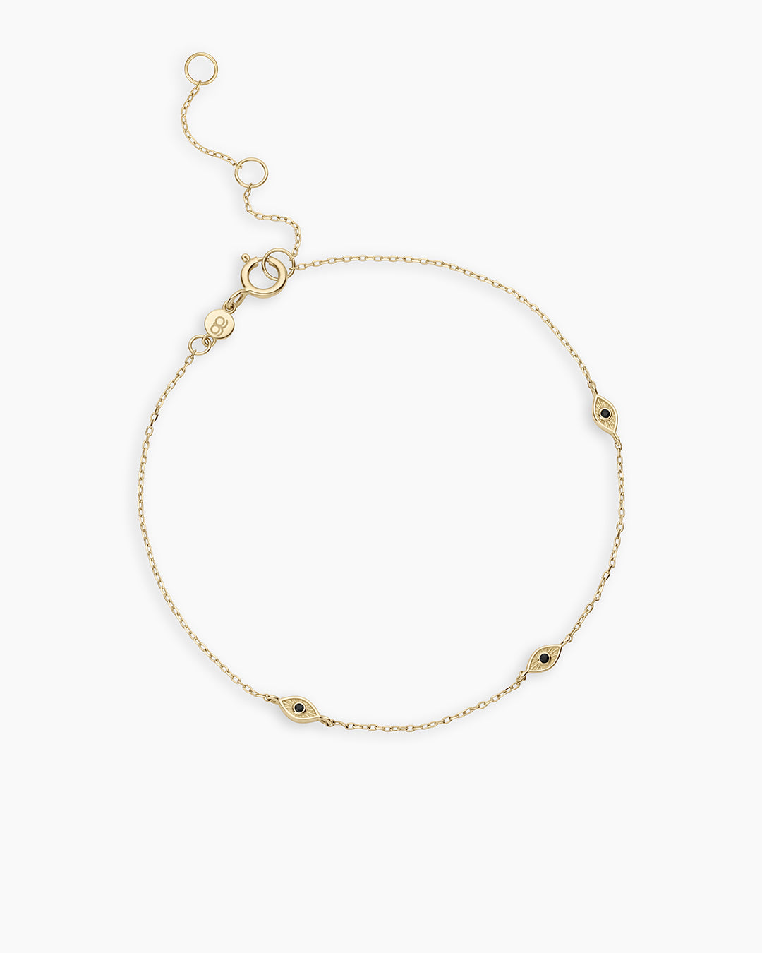 14K Gold Black Onyx Evil Eye Bracelet