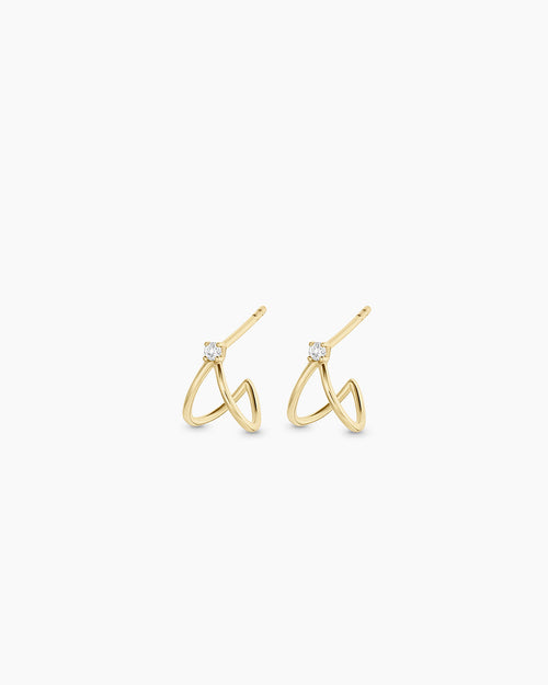 14K Diamond Solitaire Split Huggies