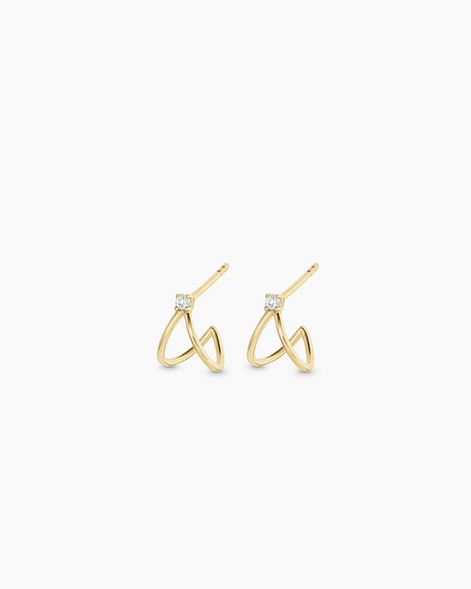 14K Diamond Solitaire Split Huggies