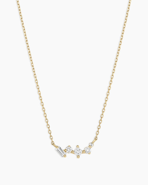 14K Diamond and White Sapphire Amara Cluster Necklace