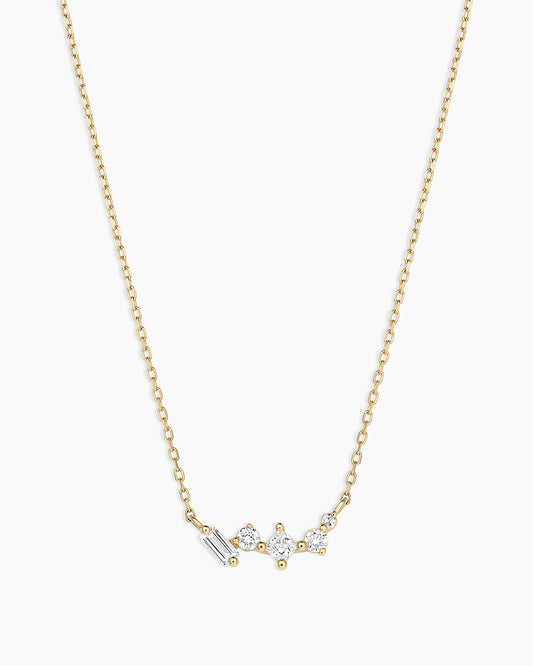 14K Diamond and White Sapphire Amara Cluster Necklace