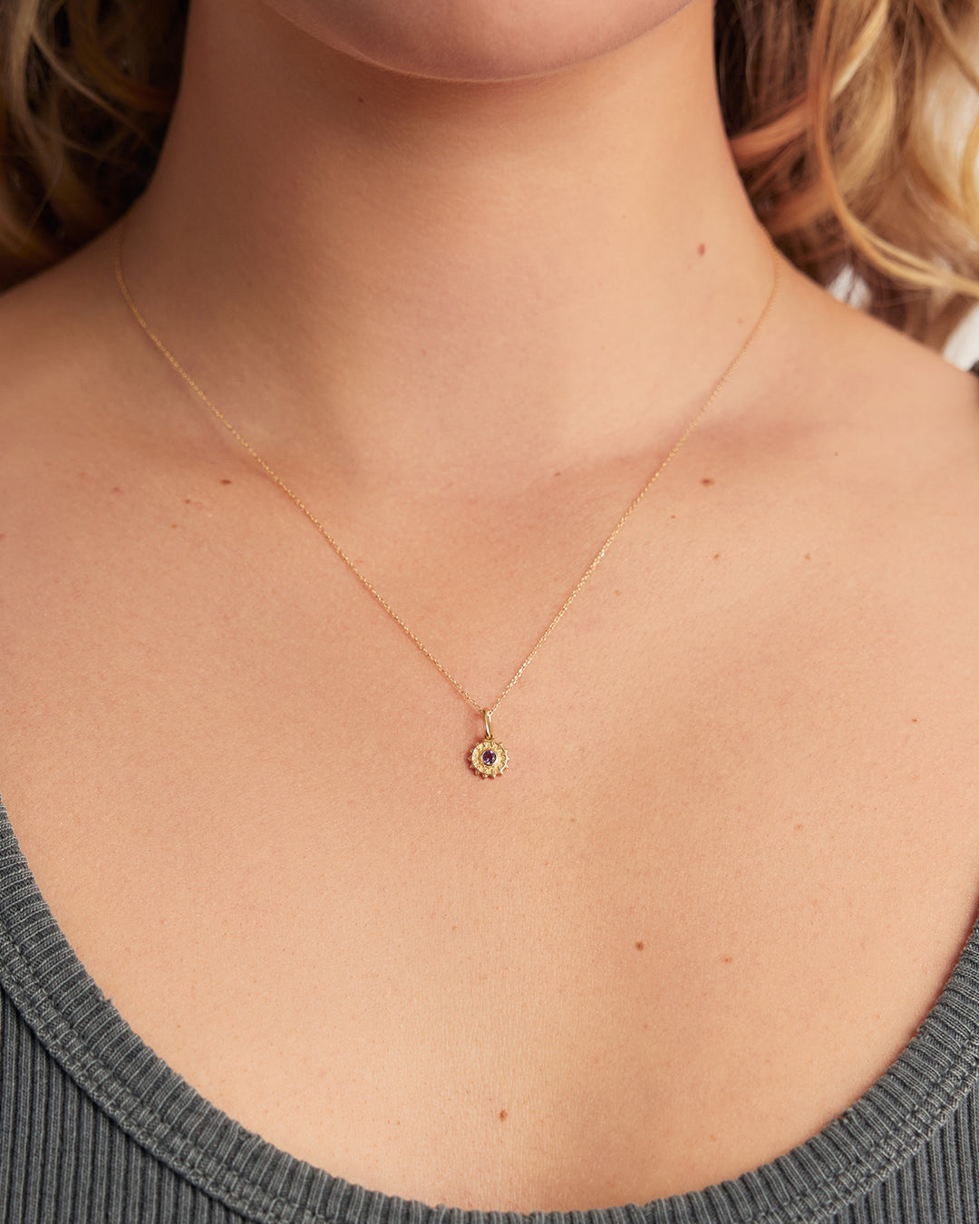 14K Gold Sun Birthstone Charm